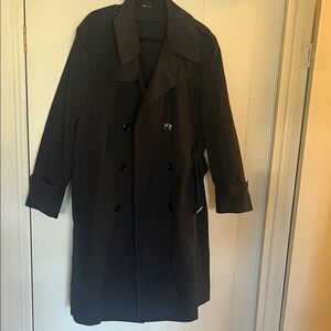 Elegant Black Double-Breasted Trench Coat for Men